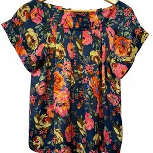 Mango Floral Blouse - Black and Pink